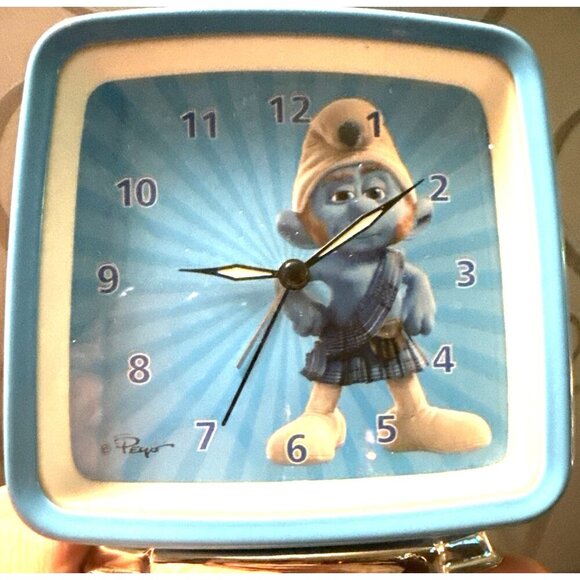 Other - The Smurfs Alarm Clock Peyo 2011 Lafig B. Schlumpfs Schtroumpf Blue Works Square